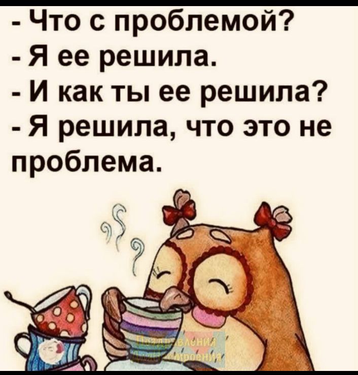 Что с проблемой Я ее решила И как ты ее решила Я решила что это не проблема