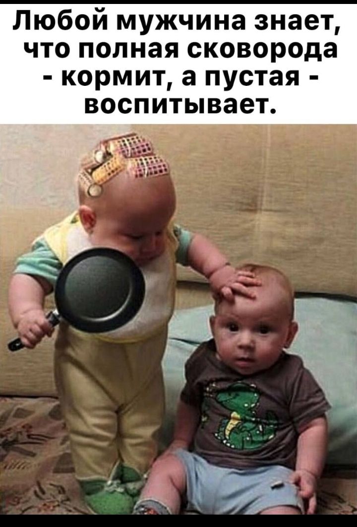 Любой мужчина знает что полная сковорода кормит а пустая воспитывает