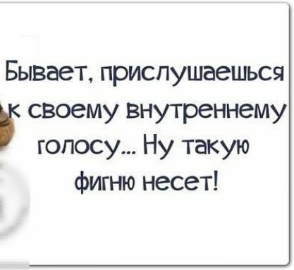 Бывает приспушаешься своему внутреннему голосу Ну такую фигню несет