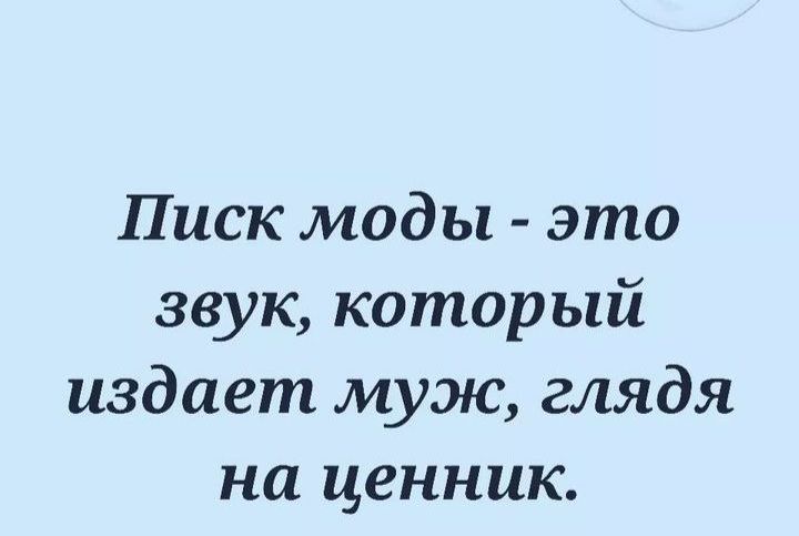 Писк моды это звук который издает муж глядя на ценник