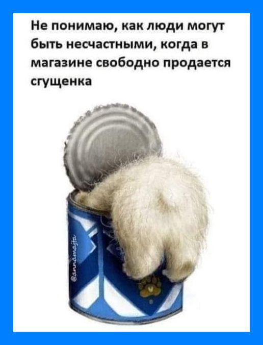 Не понимаю как люди могут быть несчастными когда в магазине свободно продается сгущенка