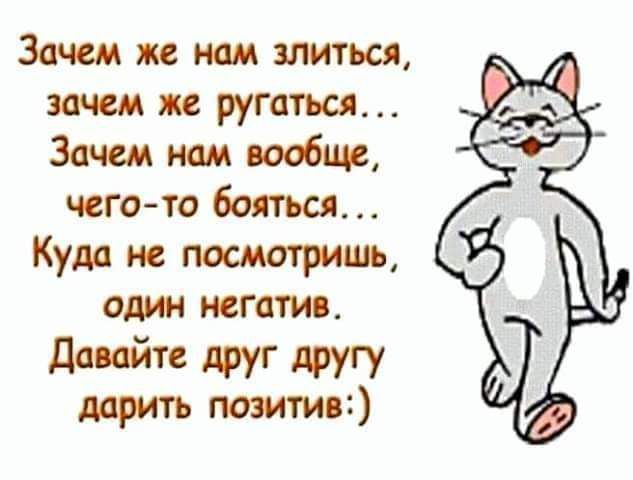 Зачем же нам шиться зачем не ругаться Зачем нам вообще чегото бояться Кум не посмотрим один негатив давайте друг другу дарить позитив