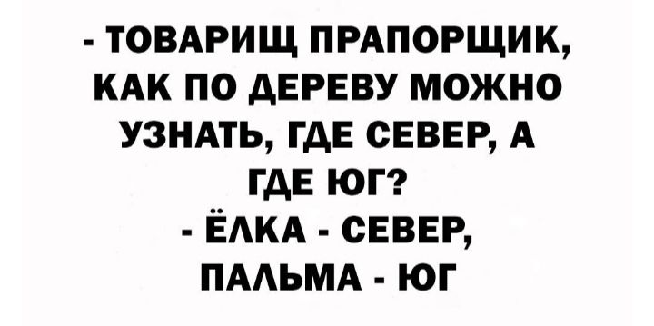 товдрищ ПРАПОРЩИК кдк по дЕРЕВУ можно узндть гдЕ СЕВЕР А гдЕ юг ЁАКА север ПААЬМА юг