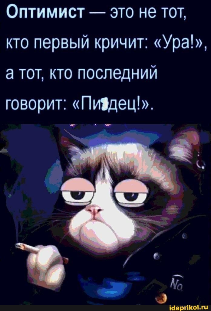 Оптимист это не тот кто первый кричит Ура а тот кто последний говорит Пиідец ширины