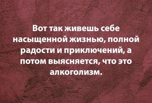 Вот так живешь себе насыщенной жизнью полной радости и приключений а потом выясняется что это алкоголизм