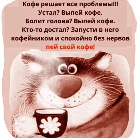 Кофе решает все проблемы Устал Выпей кофе Бппит голова Выпей кофе Ктото достал Запусти него кофейииком и спокойно без нервов