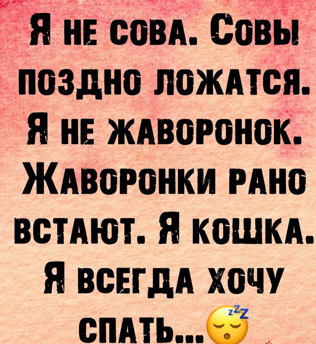 я НЕ совд Совы поздно ложится я не ждвогонок Ждвогонки мно встпют я кошкд я всегдд хочу емть