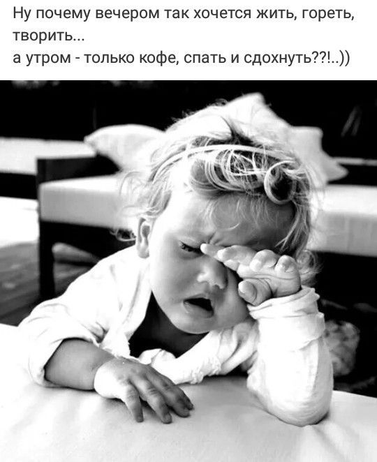 Ну почему вечером так хочется жить гореть творить а утром только кофе спать и сдонуть