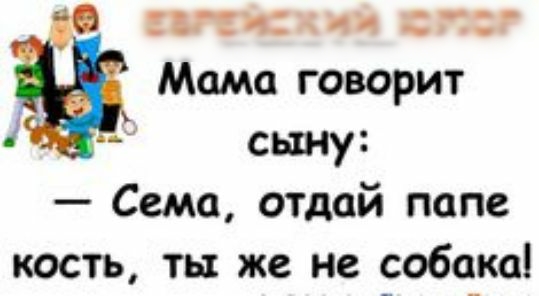 внешний итог Мама говорит сыну Сема отдай папе кость ть же не собака