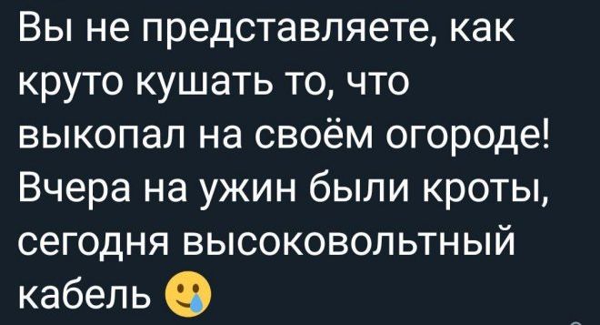 Вы не представляете как круто кушать то что выкопал на своём огороде Вчера на ужин были кроты сегодня высоковольтный кабель 0