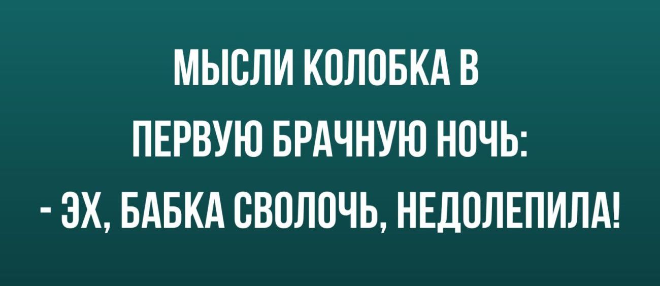 МЫСЛИ КОЛОБКА В ПЕРВУЮ БРАЧНУЮ НОЧЬ ЗХ БАБКА ВВПППЧЬ НЕДППЕПИЛА