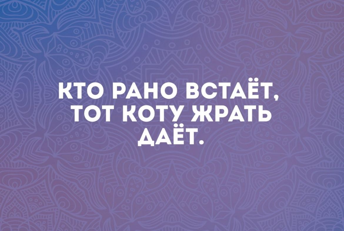 кто РАНО всТАЁт тот кот жить ААЕТ
