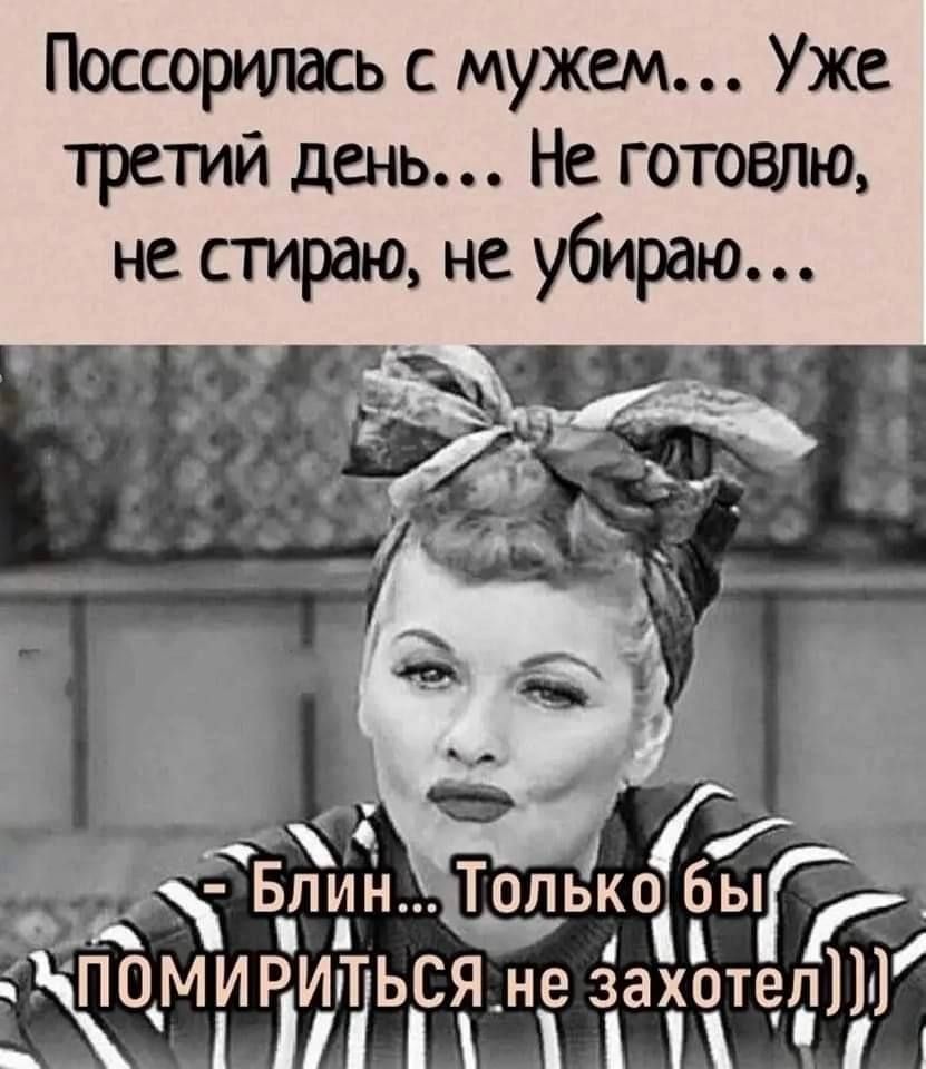 Поссоршвсь с мужем Уже третий день Не готовлю не стираю не убираю