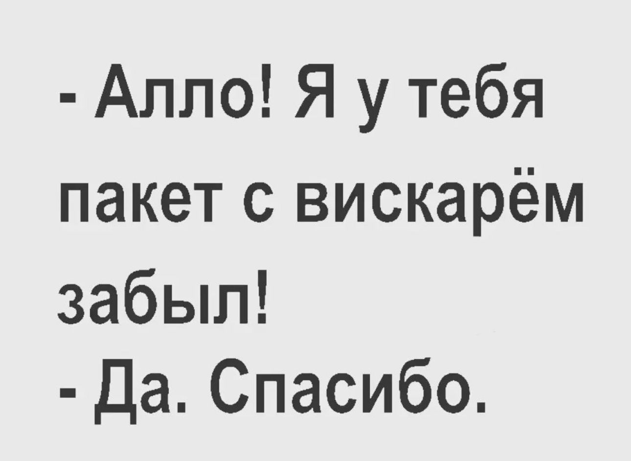 Алло Я у тебя пакет с вискарём забыл Да Спасибо