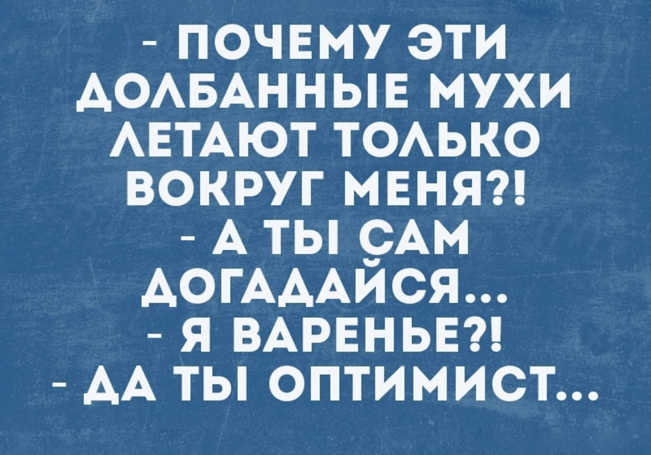 почему эти АОАБАННЫЕ мухи АЕТАЮТ ТОАЬКО вокруг МЕНЯ А ты 9Ам АОГАААися я ВАРЕНЬЕ АА ты оптимист