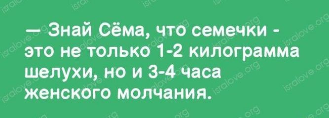 Знай Сёма что семечки это не только 1 2 килограмма шелухи но и 3 4 часа женского молчания