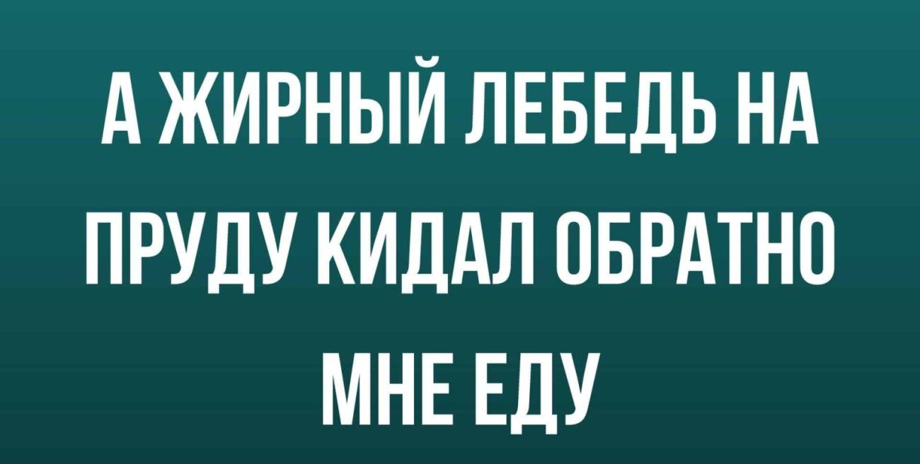 А ЖИРНЫЙ ЛЕБЕДЬ НА ПРУДУ КИДАЛ ОБРАТНО МНЕ ЕДУ