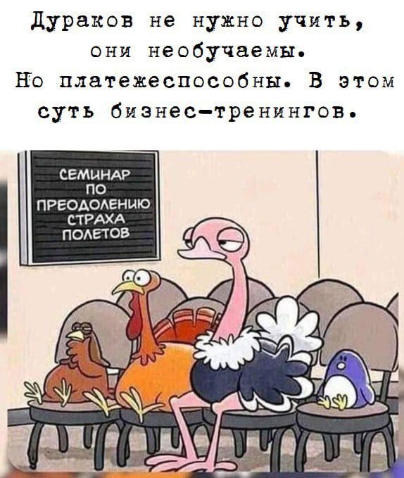 дураков не нужно учить они необучаемы Но платежеспособны В этом суть бизнес тренингов СЕМИНАР по ПРЕОАОАЕНЫЮ