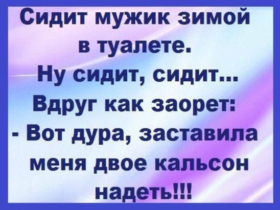 в туалете Ну сидит сидит Вдруг как заорет Вот дура заставила меня двое кальсон надеть
