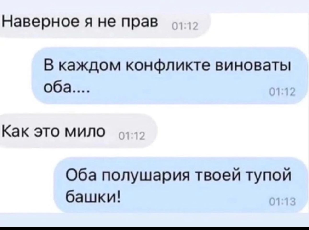 Наверное Я НЕ прав В каждом конфликте виноваты оба Как это мипо Оба полушария твоей тупой башки