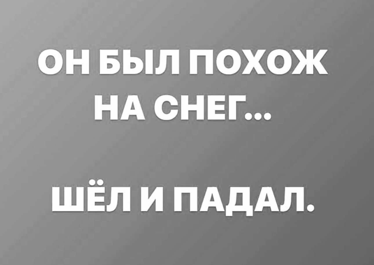 ОН БЫЛ ПОХОЖ НА СНЕГ ШЁЛ и ПАдАЛ