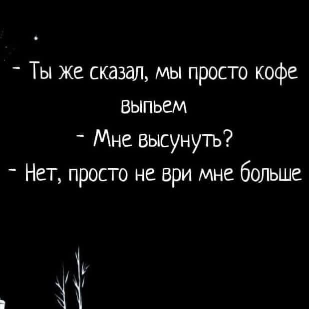 Ты же сказал мы просто кофе Выпьем Мне высунуть _ Нет просто не ври мне больше Зи