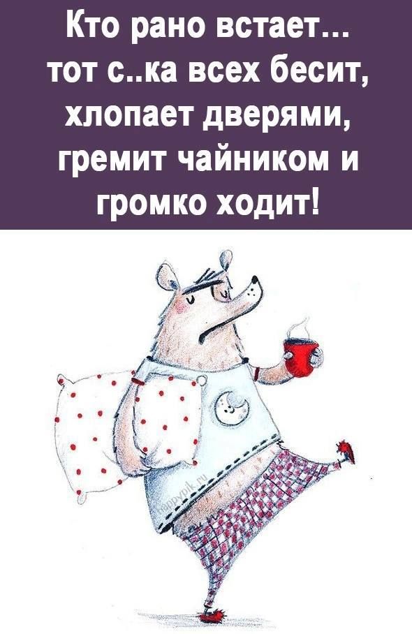 Кто рано встает тот ска всех бесит хлопает дверями гремит чайником и громко ходит