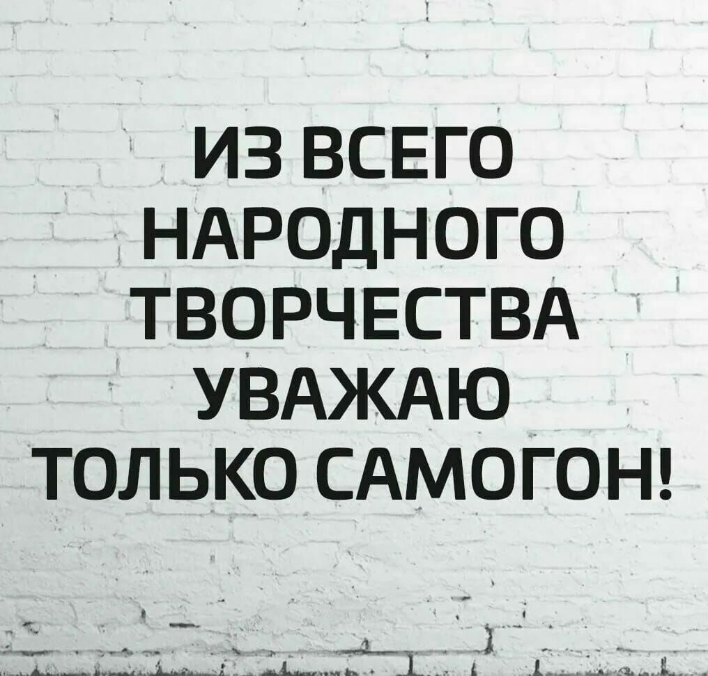 ИЗ ВСЕГО НАРОДНОГО ТВОРЧЕСТВА УВАЖАЮ ТОЛЬКО САМОГОН