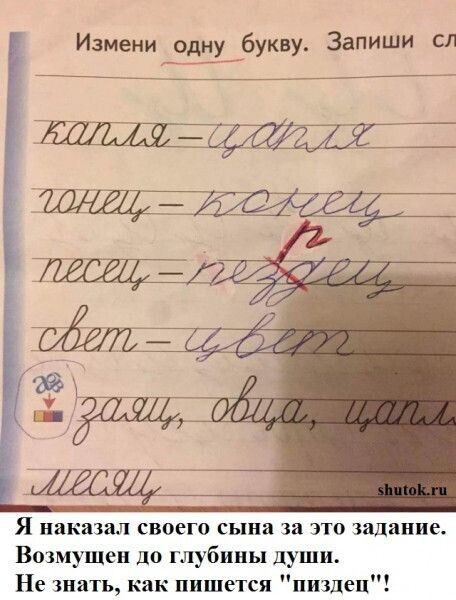 Измени одну букву Запиши сл Я пака 321 СВОЕГО СЬЦПП ЭТО ЁЙПИППЁ Вшшшси пбипы нуппь Не шать К к пишется милен