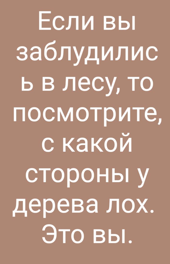 Если вы заблудилис ь в лесу то посмотрите с какой стороньпу дерева лох Это вы