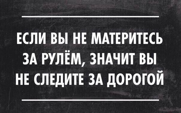 ЕСЛИ ВЫ НЕ МАТЕРИТЕСЬ ЗА РУЛЁМ ЗНАЧИТ ВЫ НЕ СЛЕДИТЕ ЗА дОРОГОЙ