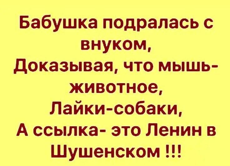 Бабушка подралась с внуком Доказывая что мышь животное Лайкисобаки А ссылка это Ленин в Шушенском