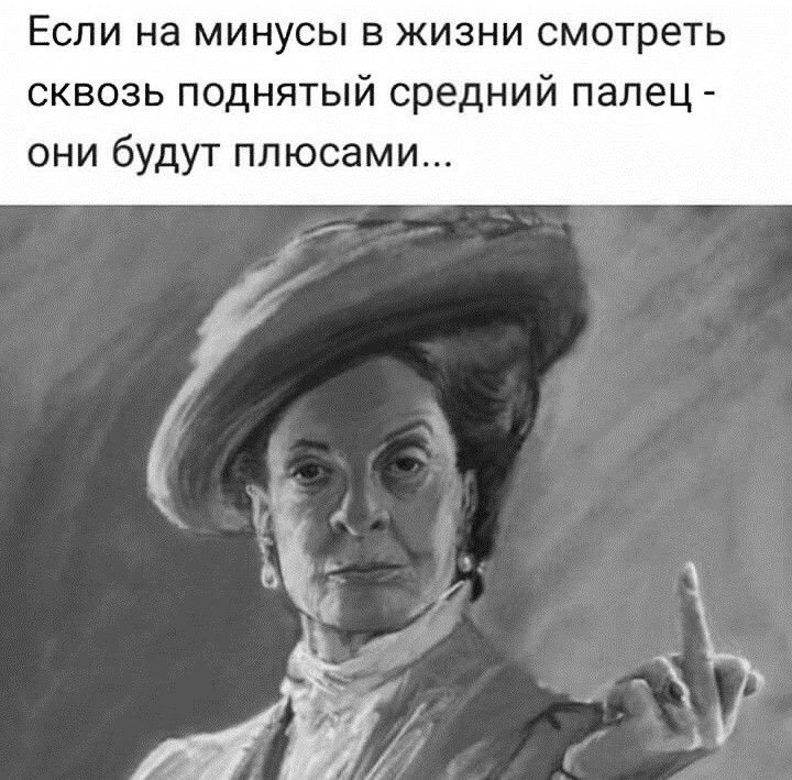 Если на минусы в жизни смотреть сквозь поднятый средний палец они будут плюсами