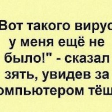 Вот такого вирус у меня ещё не было сказал зять увидев за мпьютером тёш