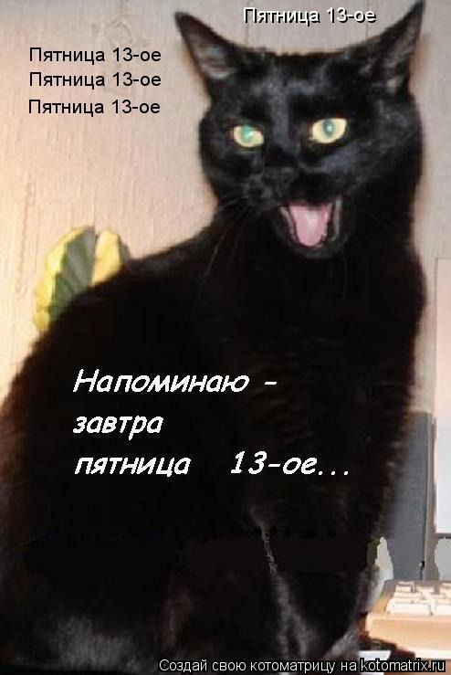 Пятница 13 пе Пятница 13 05 Пятница 13 05 Напоминаю завтра пятница 13ое ч _ Создай свою котоматрицу на