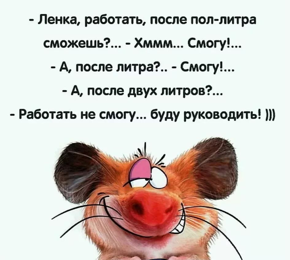 Ленка работать после поп литра можешь Хммм Смогу А после литра Смогу А после двух питров Работать не смогу буду руководить