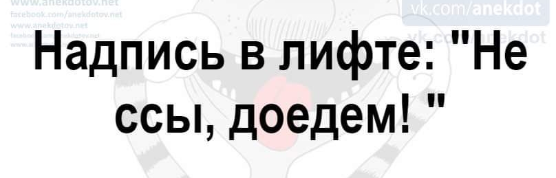 Надпись в лифте Не ссы доедем