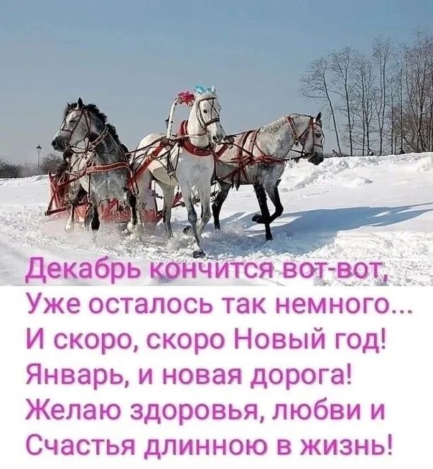 Уже осталось так немного И скоро скоро Новый год Январь и новая дорога Желаю здоровья любви и Счастья длинною в жизнь