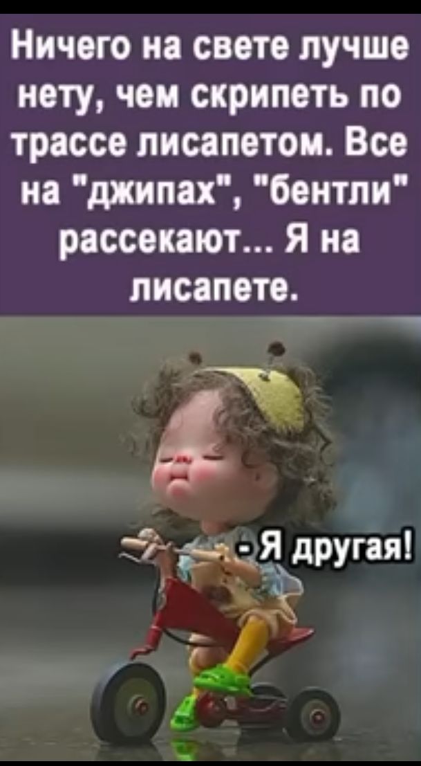 Ничего на свете лучше нету чем скрипеть по трассе писапвтои Все на джипах беитпи рассекают Я на лисапете
