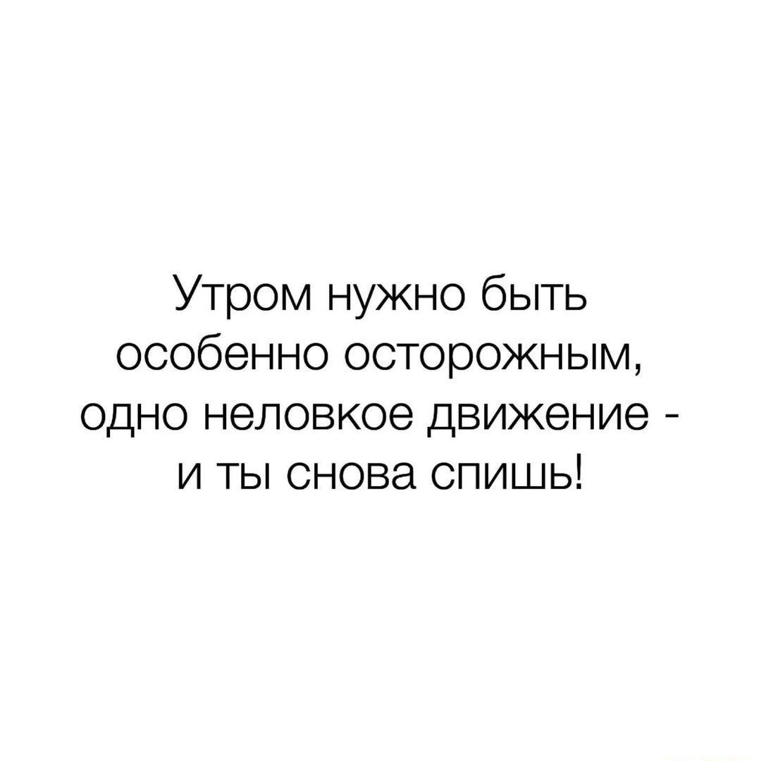 Утром нужно быть особенно осторожным одно неловкое движение и ты снова спишь