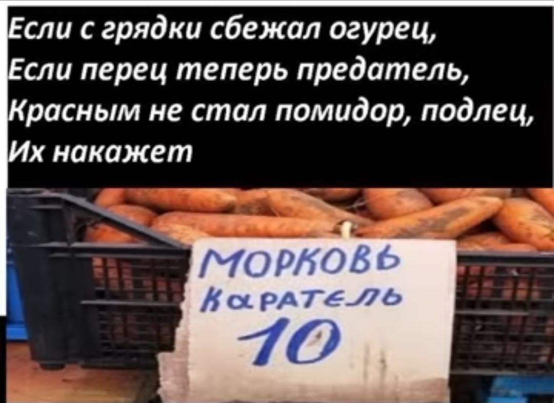 сли с грядки сбежал огурец сли перец теперь предатель расным не стал помидор подлец