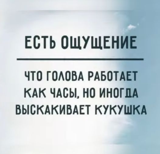 ЕСТЬ ОШУЩЕНИЕ ЧТО ГОАОБА РАБОТАЕТ КАК ЧАСЫ НО ИНОГДА БЫСКАКИВАЕТ КУКУШКА