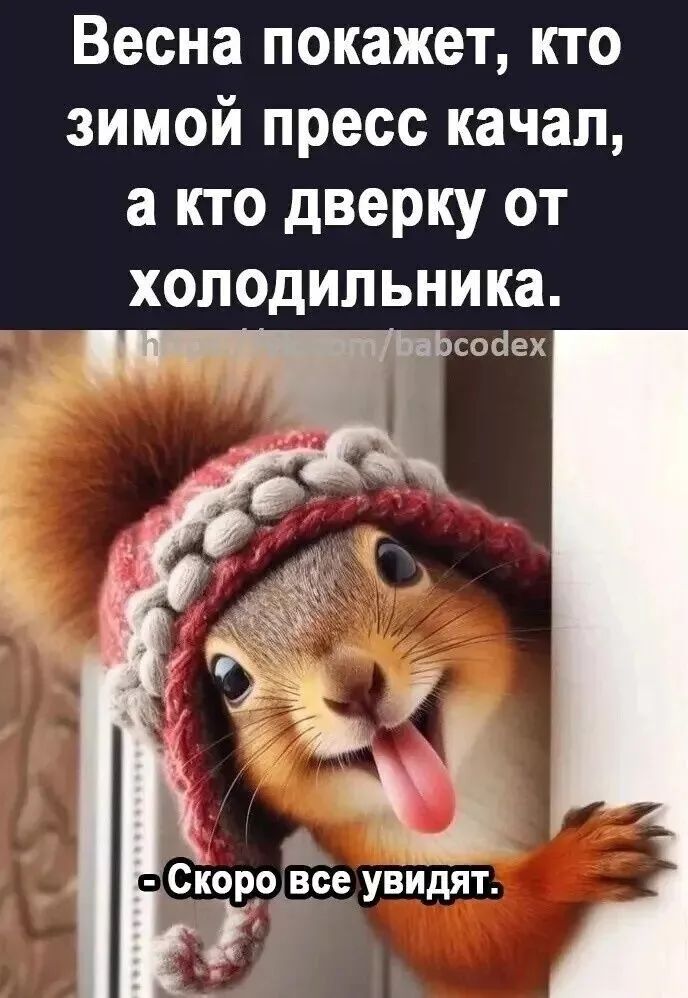 Весна покажет кто зимой пресс качал а кто дверку от холодильника