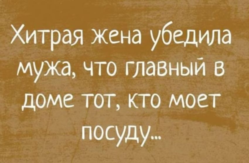 Хитрая жена убацила мужа что главный в доме тот кто моет посуду