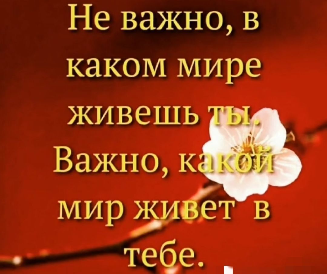 Неважнов каком мире живщць Важно ка миргзивёт в тебе _