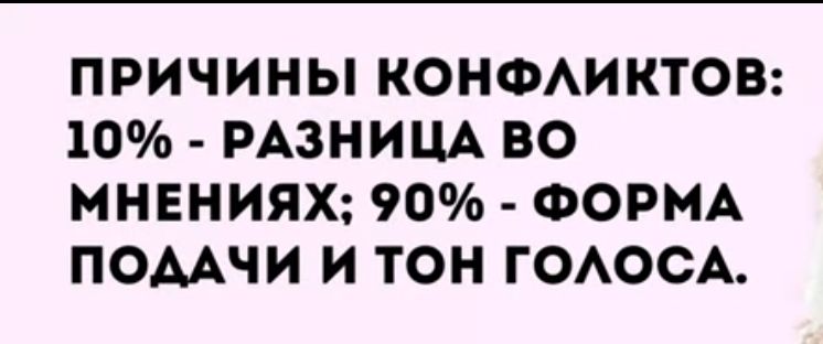 ПРИЧИНЫ КОНФАИКТОВ 10 РАЗНИЦА ВО МНЕНИЯХ 90 ФОРМА ПОДАЧИ И ТОН ГОАОСА