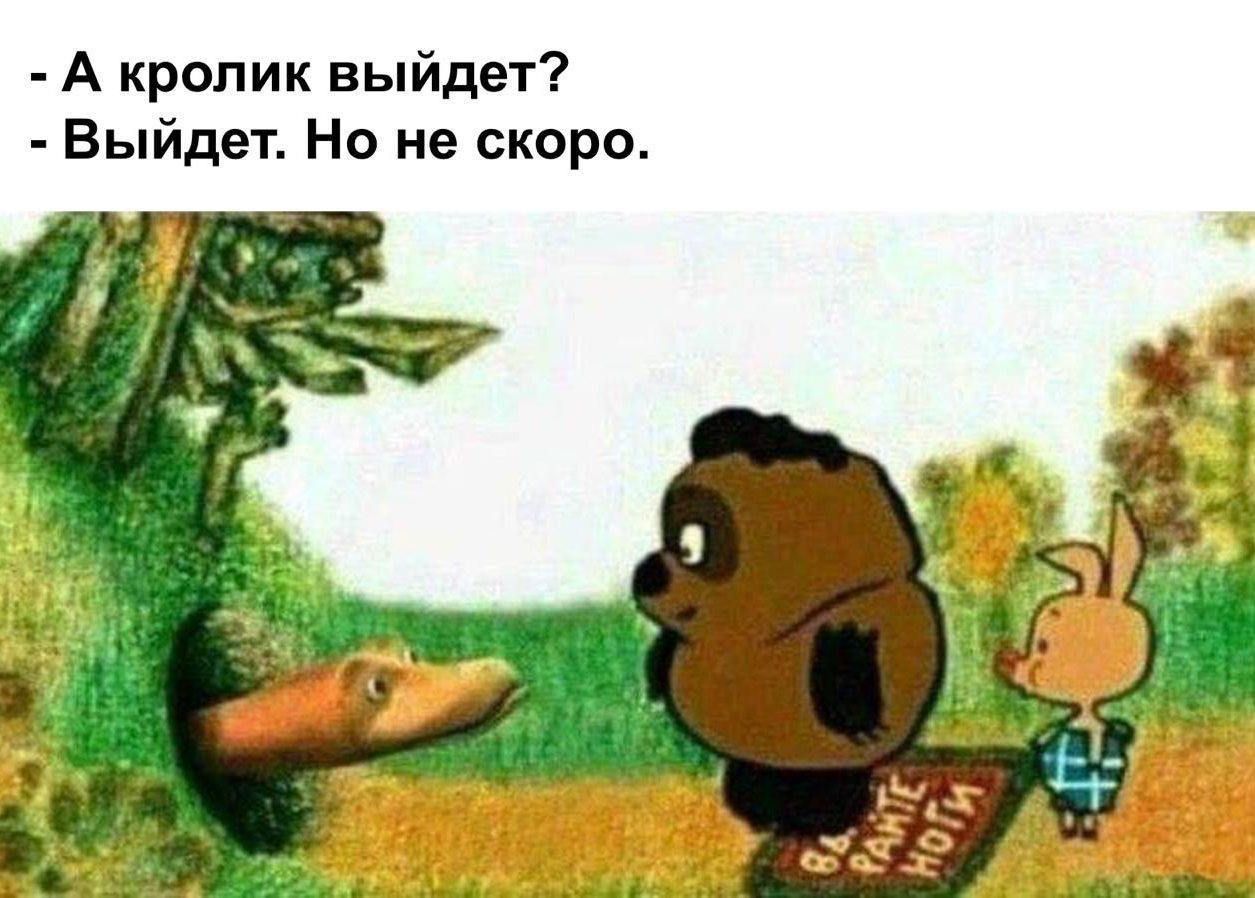 - А кролик выйдет?
- Выйдет. Но не скоро.
