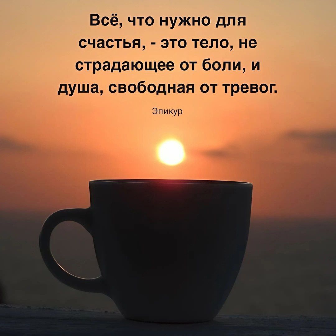 Всё, что нужно для счастья, - это тело, не страдающее от боли, и душа, свободная от тревог.
Эпикур