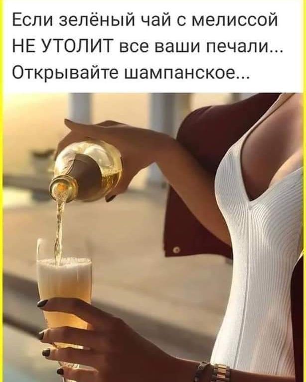 Если зелёный чай мелиссой НЕ УТОЛИТ все ваши печали Открывайте шампанское