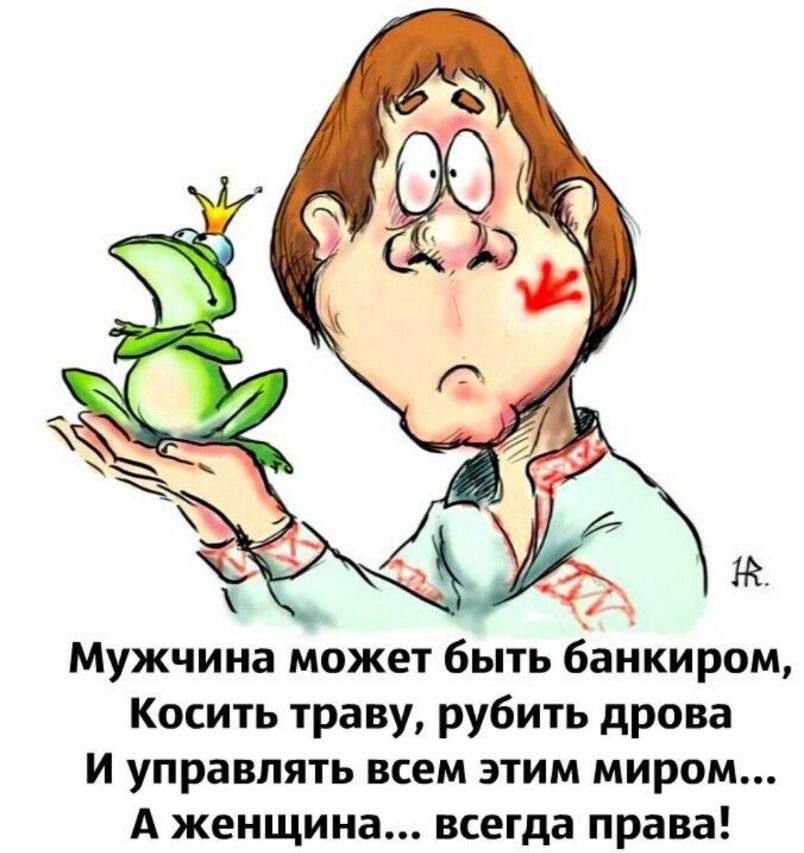 Мужчина может быть банкиром Косить траву рубить дрова И управлять всем этим миром А женщина всегда права